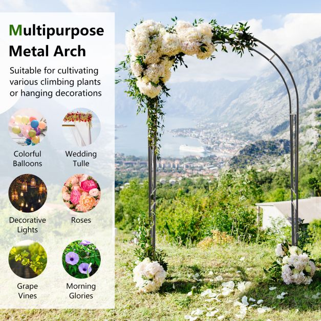 Garden Arch Arbor Trellis Patio Plant Stand Rack Archway-Black