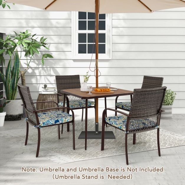 Patio Rattan Chairs Set of 4 with Wicker Back and Soft Cushions