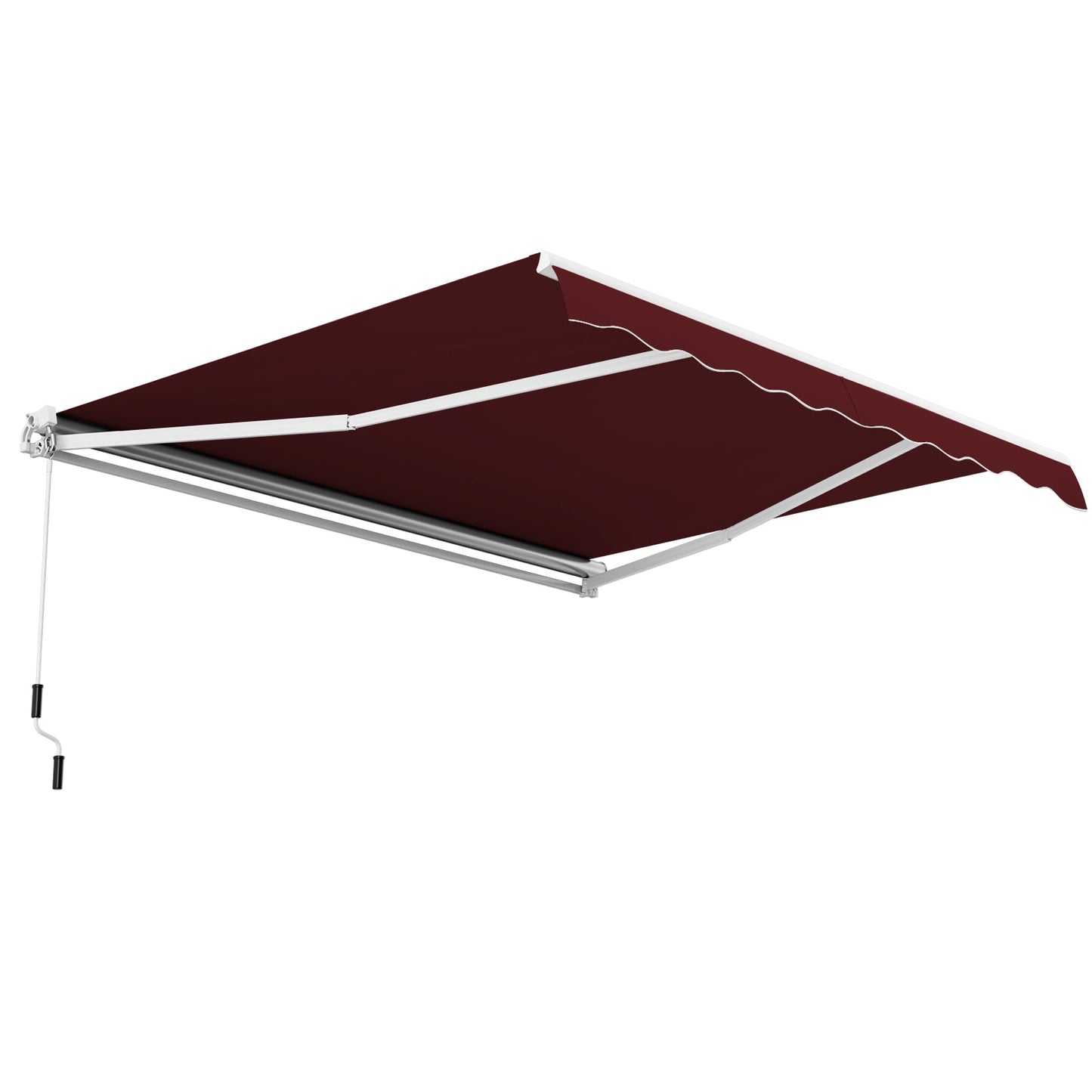 3.6 x 3 m Patio Retractable Awning with Manual Crank Handle-Wine