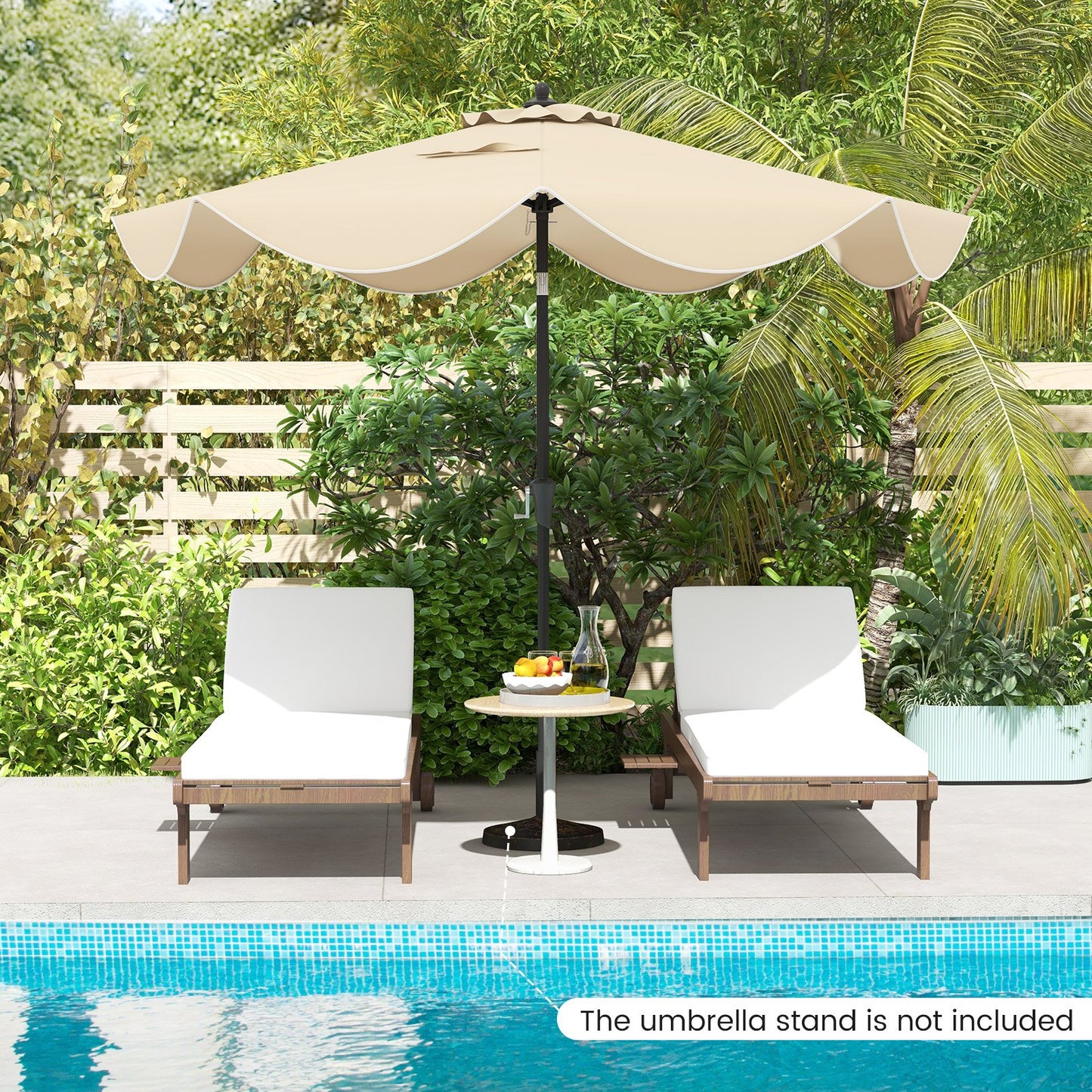 9 FT Patio Umbrella with Crank Handle and Push Button Tilt for Patio Garden Pool-Beige