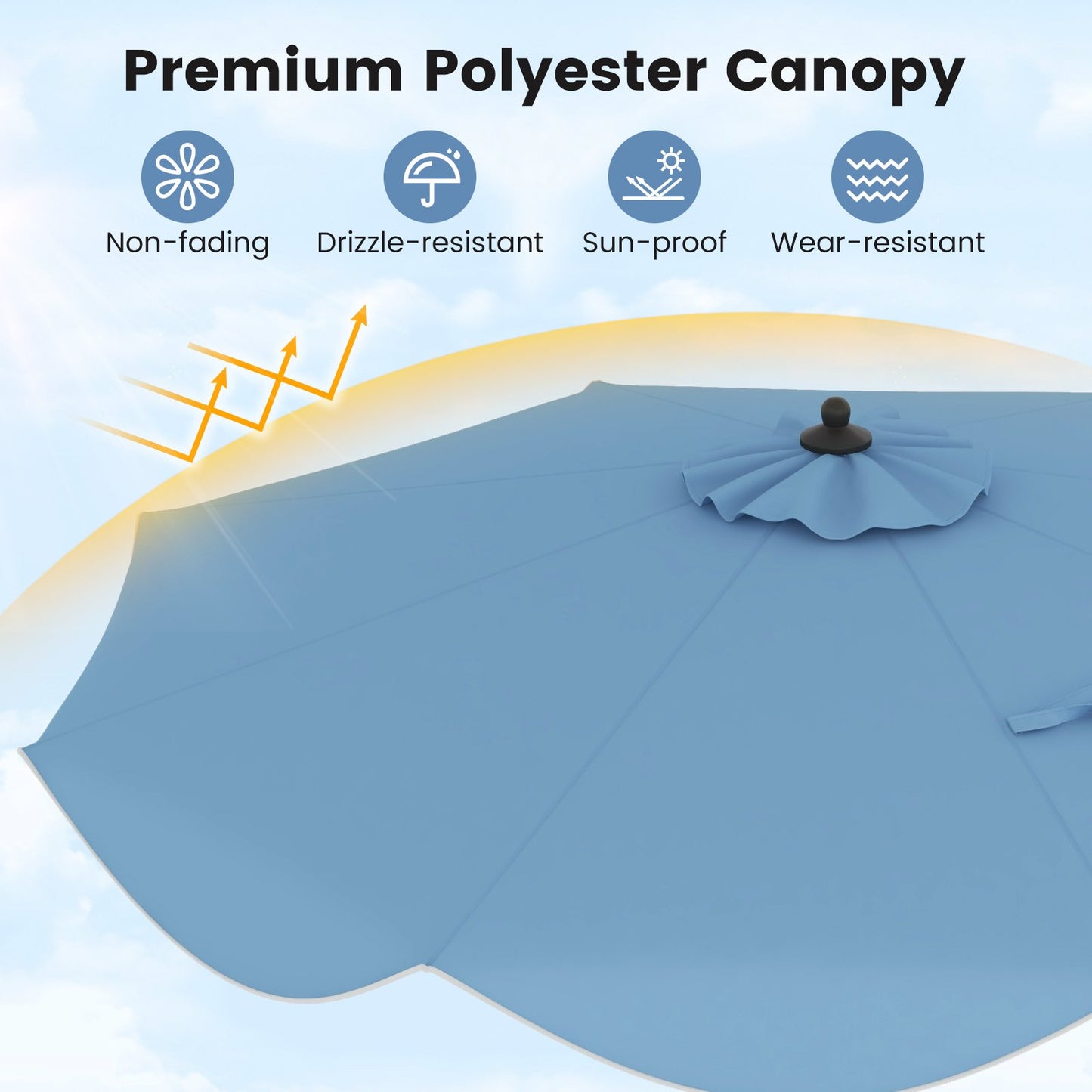 9 FT Patio Umbrella with Crank Handle and Push Button Tilt for Patio Garden Pool-Navy