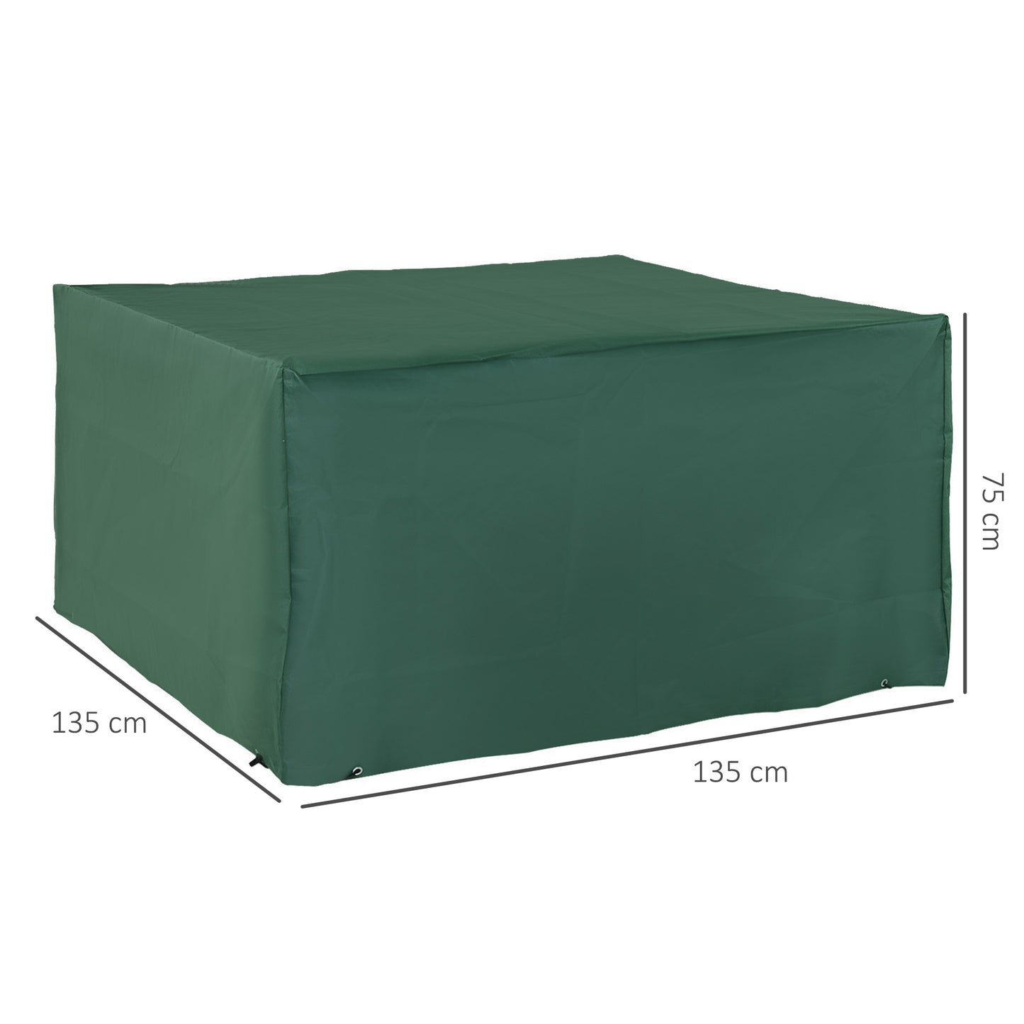 Outsunny Outdoor Garden Furniture Cover Wodoodporny, anty-UV 600D Wytrzymały pokrowiec na meble ogrodowe Oxford Fabric na zestaw mebli ogrodowych prostokątnych, zielony, 135 x 135 x 75 cm