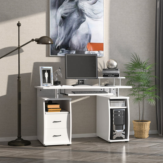 HOMCOM Computer Desk Office PC Table Workstation in White, image 2