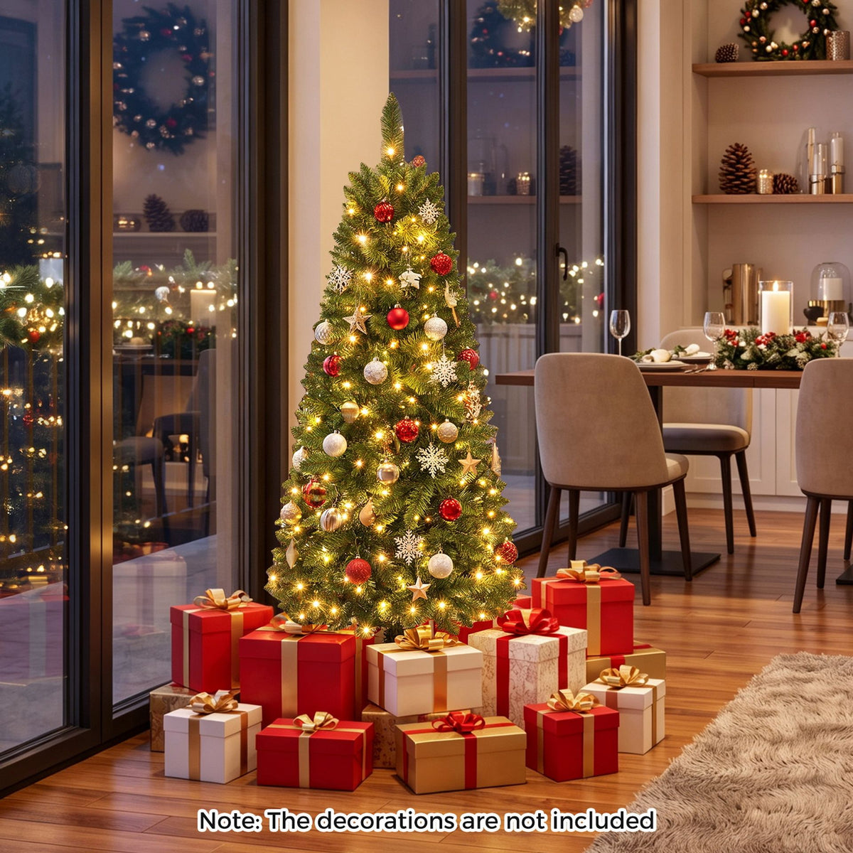 Pencil Christmas Tree with 350/250/150 LED Lights and 860/708/226 Branch Tips for Holiday-XS