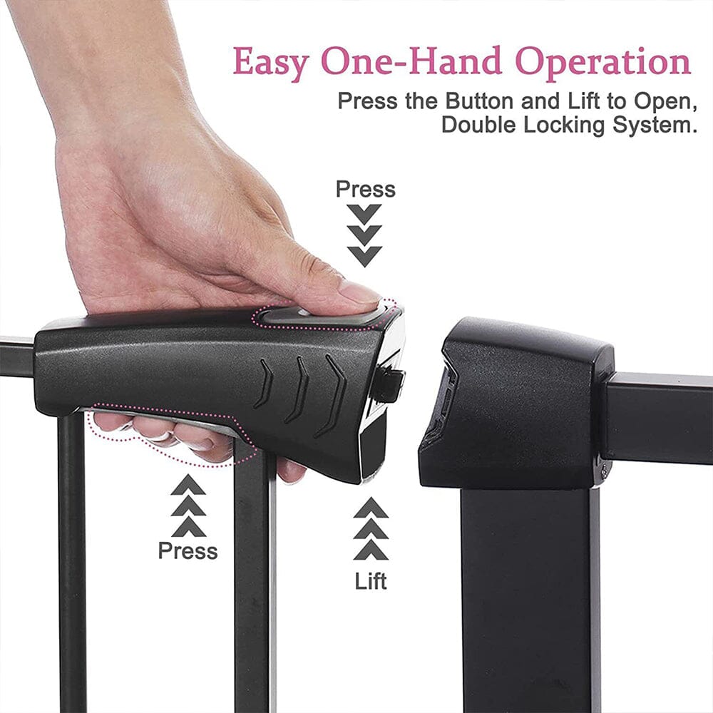 Pet Safety Gate Stair Pressure Fit with Lockable Cat Flap