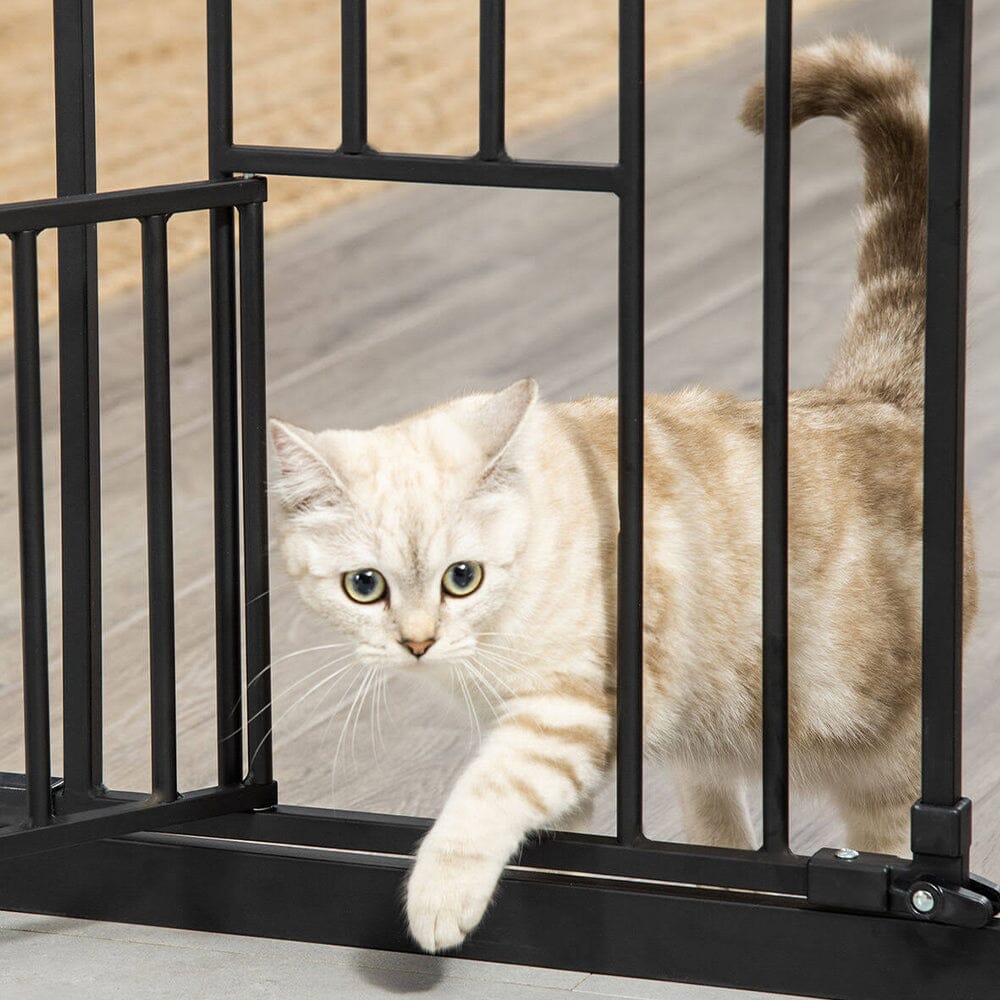 Pet Safety Gate Stair Pressure Fit with Lockable Cat Flap