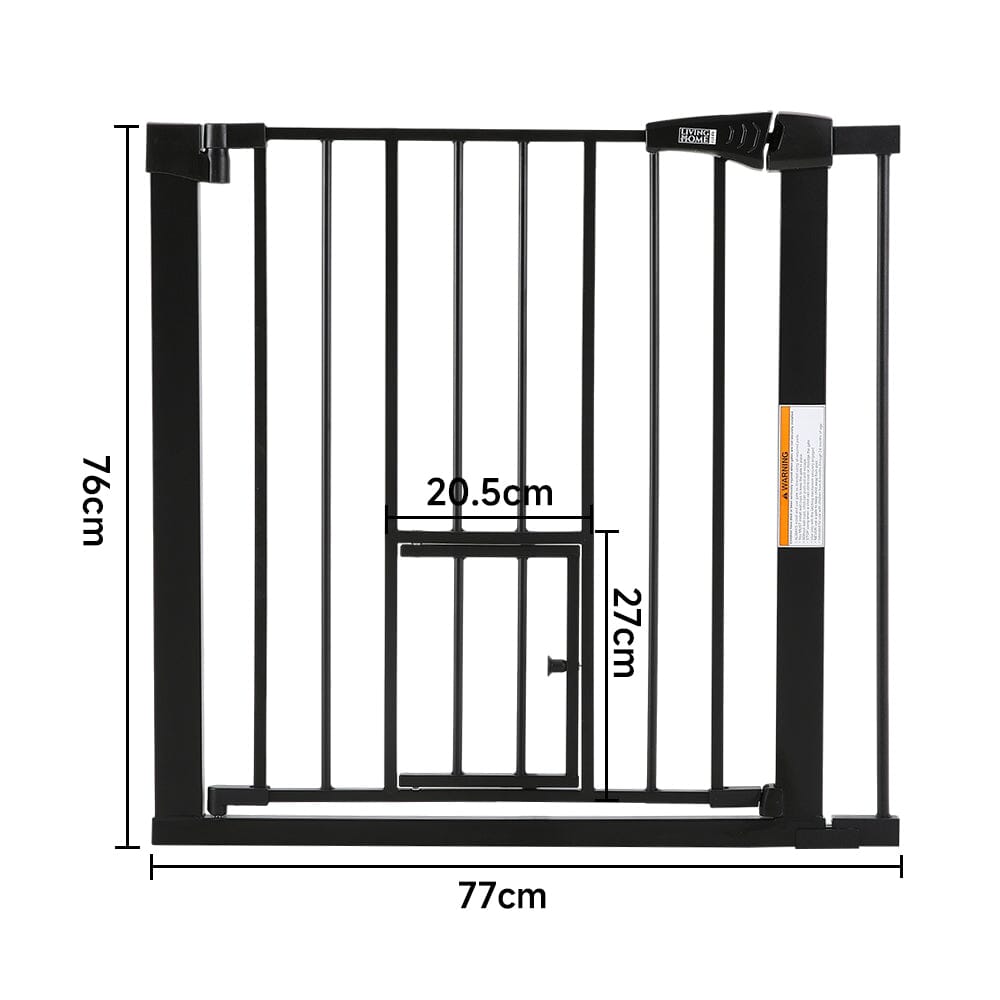 Pet Safety Gate Stair Pressure Fit with Lockable Cat Flap