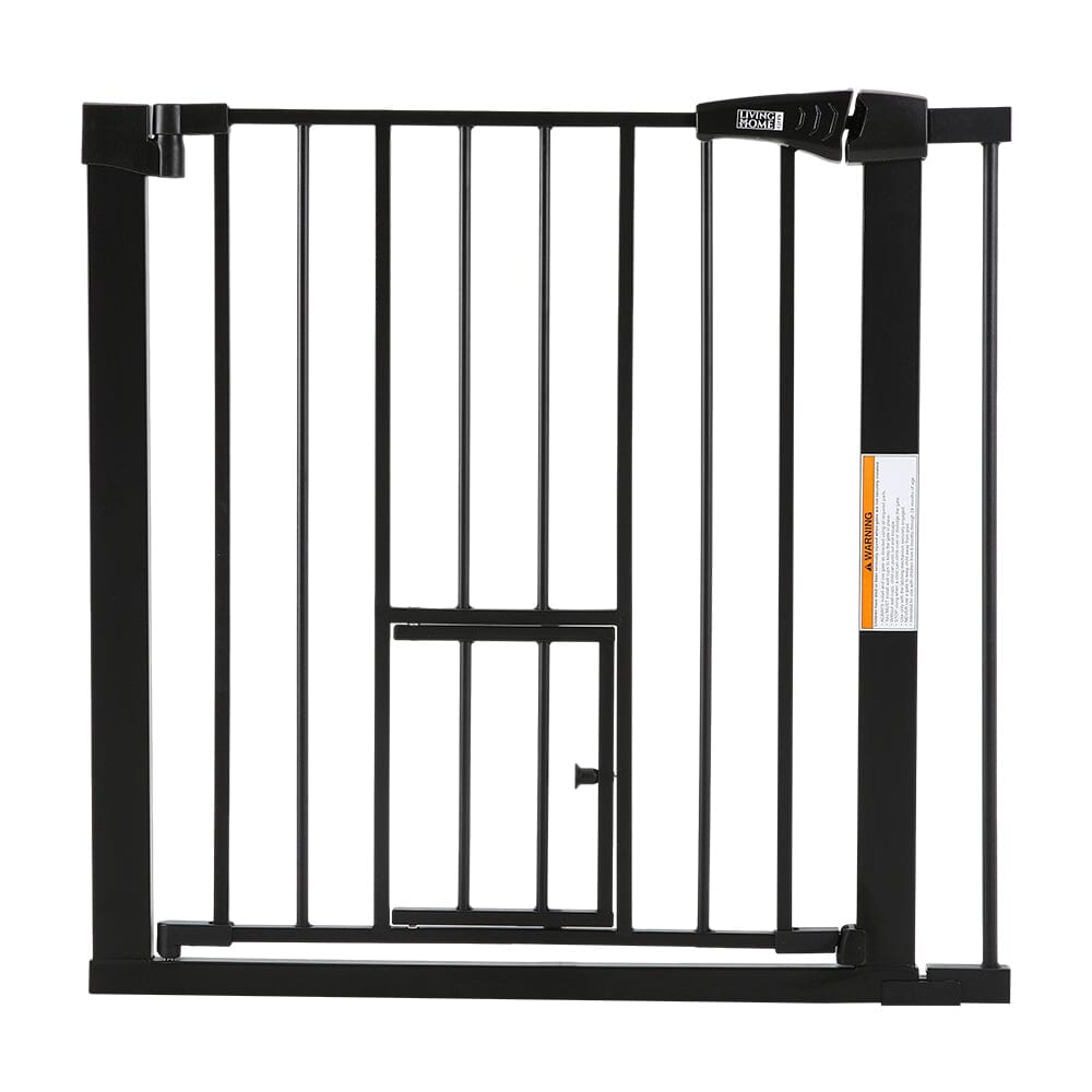 Pet Safety Gate Stair Pressure Fit with Lockable Cat Flap