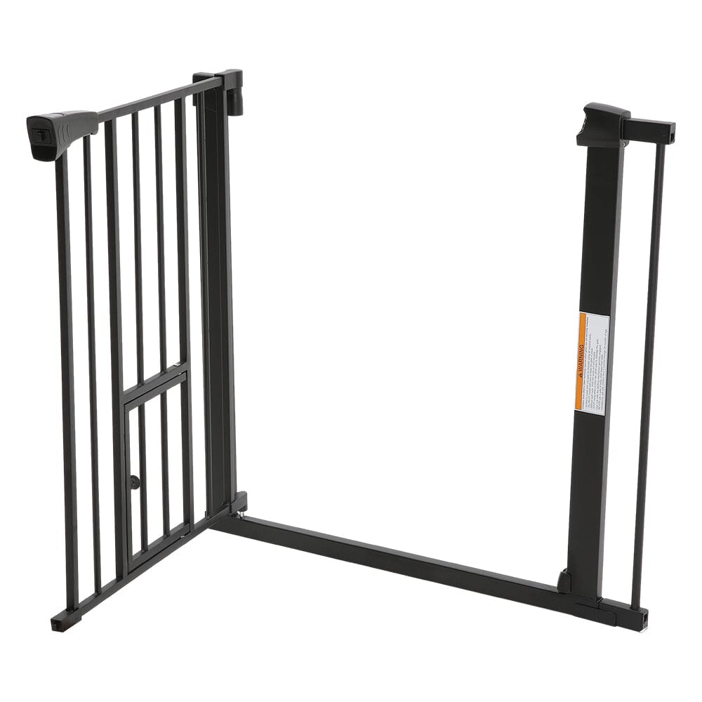 Pet Safety Gate Stair Pressure Fit with Lockable Cat Flap