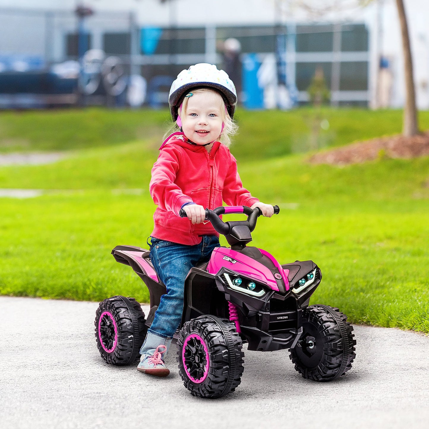 HOMCOM 12V Ride-On Quad Bike w/ Music, Horn, for Ages 3-5 Years - Pink