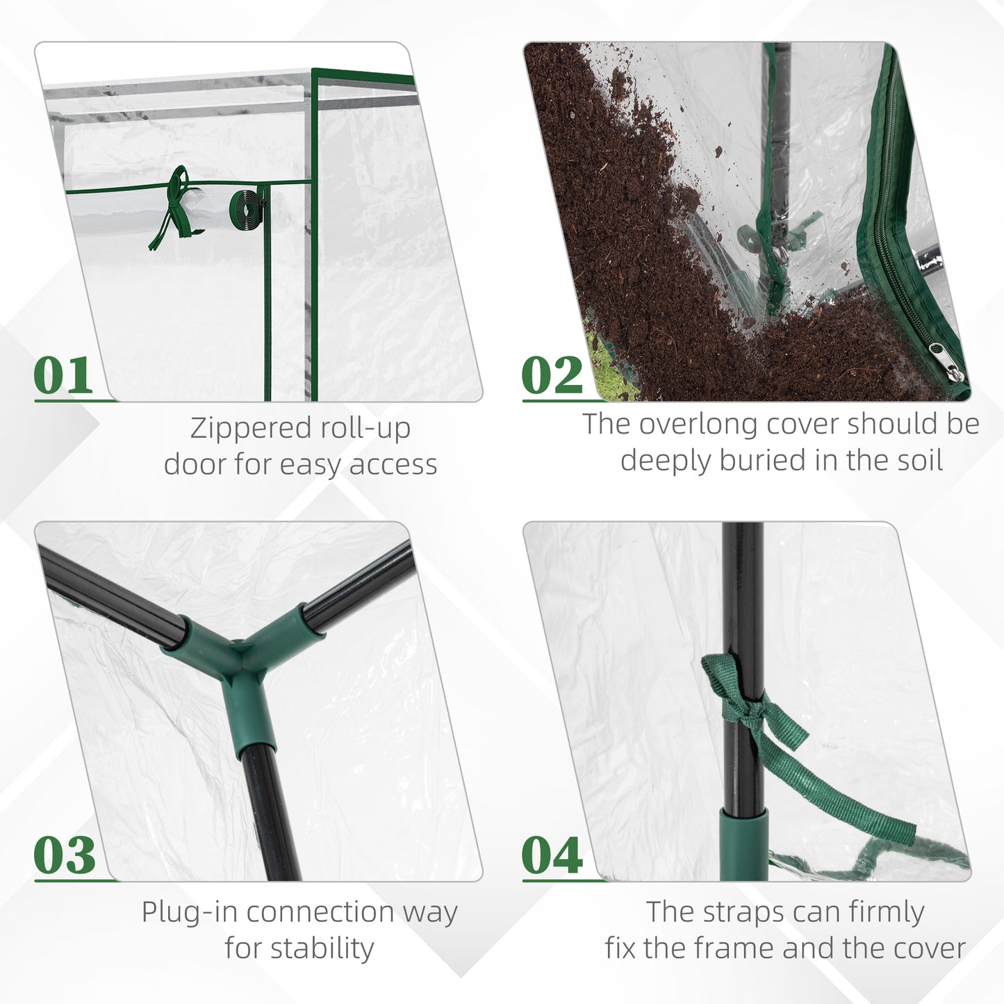 Outsunny Tomato Greenhouse z drzwiami zwijanymi, Mini szklarnia z pokrywą z PVC, Outdoor Grow House Mała szklarnia na podwórko, balkon, ogród, 100 x 50 x 150 cm, przezroczysta