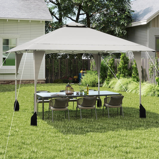 395 x 395 cm Pop up Canopy Tent with Vented Top and 8 Drainage Holes-Beige