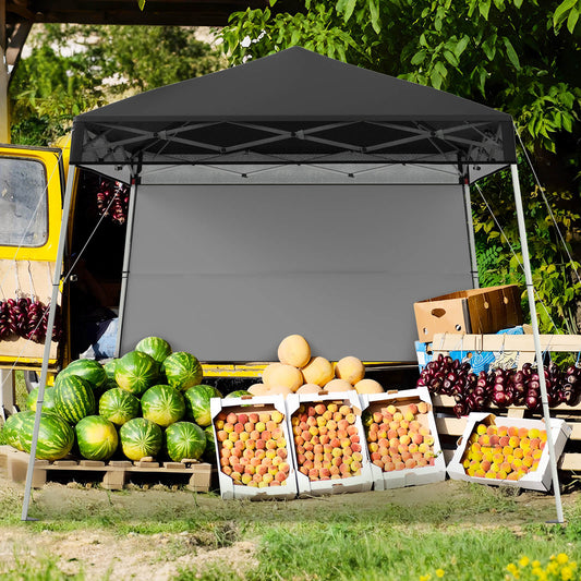 Pop up Canopy Tent with 1 Sidewall Outdoor Easy Setup Folding Gazebo Shelter-Black