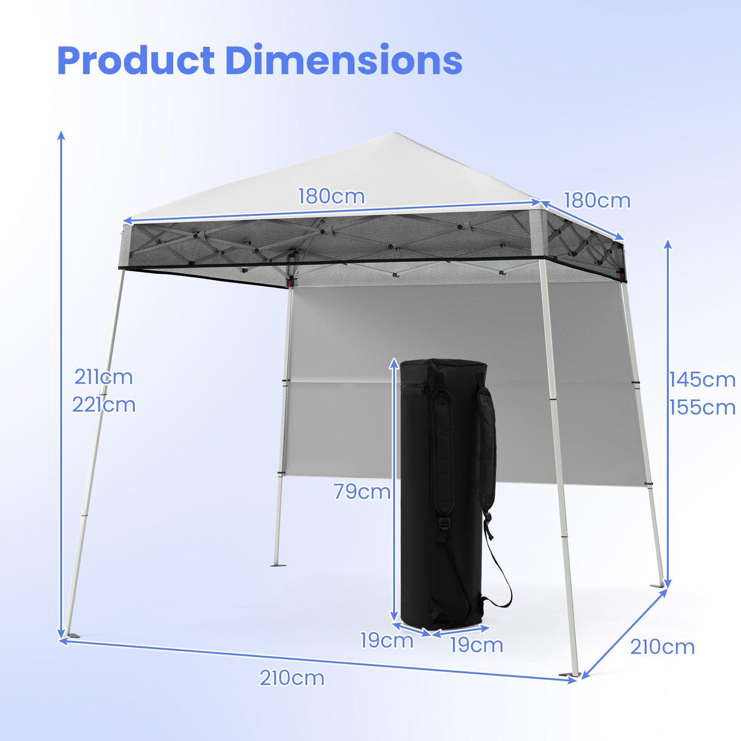 Pop up Canopy Tent with 1 Sidewall Outdoor Easy Setup Folding Gazebo Shelter-White