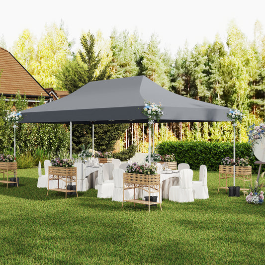 Pop-up Canopy Tent with 6 Detachable Sidewalls and Carrying Bag-Grey