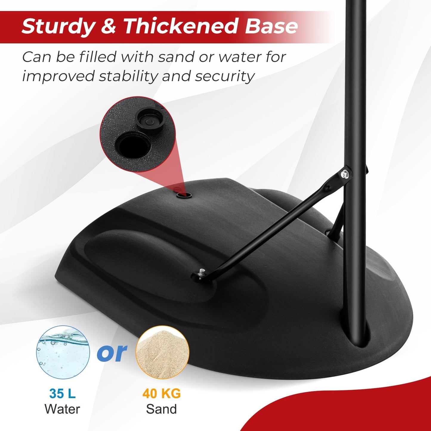 1.67 m-2.28 m Portable Basketball Hoop System with Anti-Rust Stand