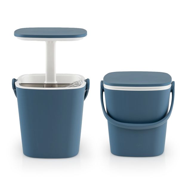 3-in-1 Portable Cooler Bar Table with Bottle Opener and Lift Top Lid for Camping Poolside-Blue
