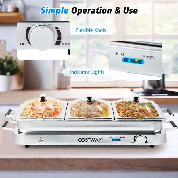 Portable Electric Buffet Server 2 in 1 Electric Warming Tray