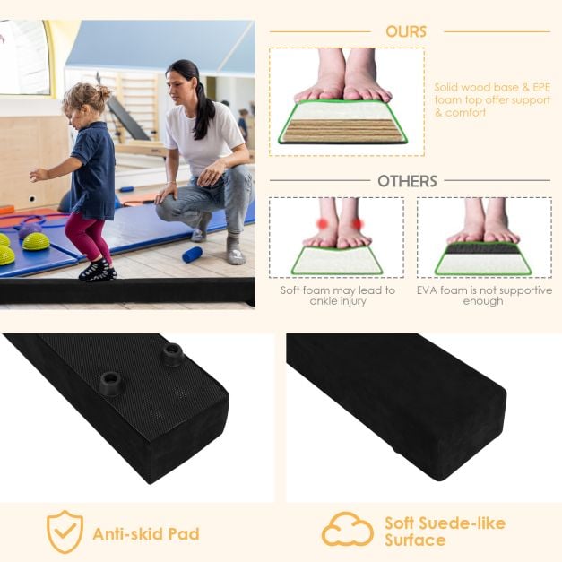 2.1M Balance Beam Gymnastic Training Foldable Heavy Duty Fitness Black