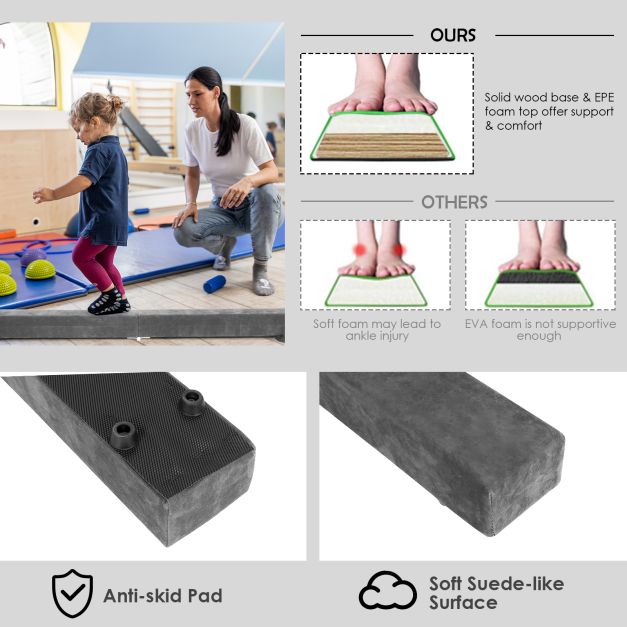 Portable Folding Gymnastic Beam with Carrying Handles-Grey