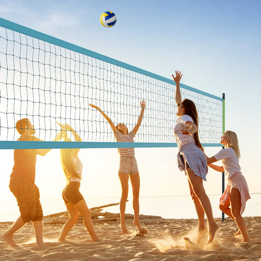Portable Outdoor Volleyball Net Set Heavy-Duty Volleyball Net System-Green