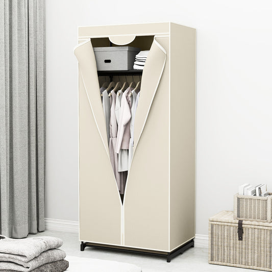 Portable Single Clothes Closet with Hanging Rail-Beige