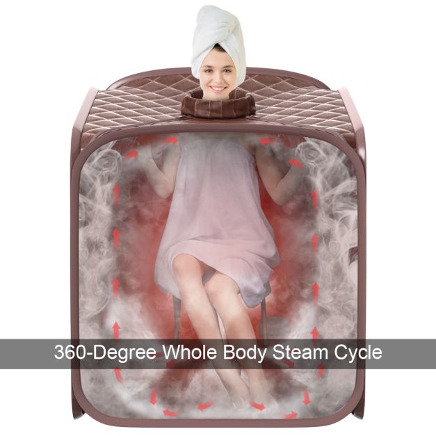 Portable Steam Sauna Spa Private Sauna Tent with Adjustable Temperature-Coffee