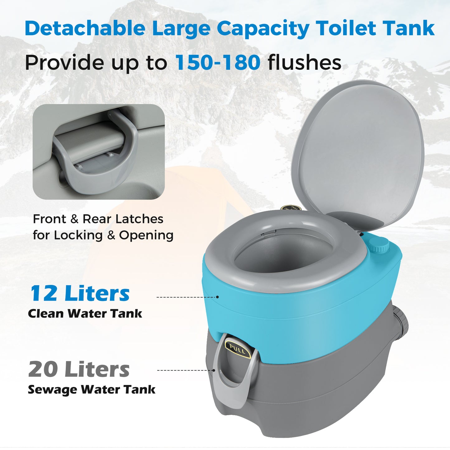 Portable Toilet with 20 L Detachable Waste Tank-Dark Grey