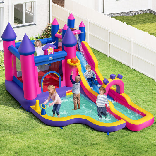 Princess Inflatable Water Slide with Long Slide and Splash Pool without Blower