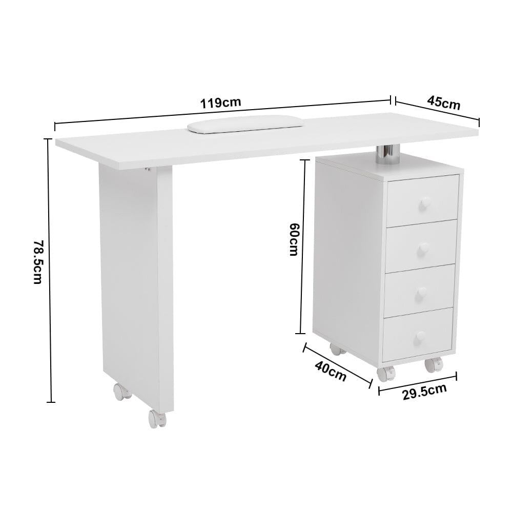 Professional Manicure Table Beauty Salon Nail Station with on Wheels 4 Drawers