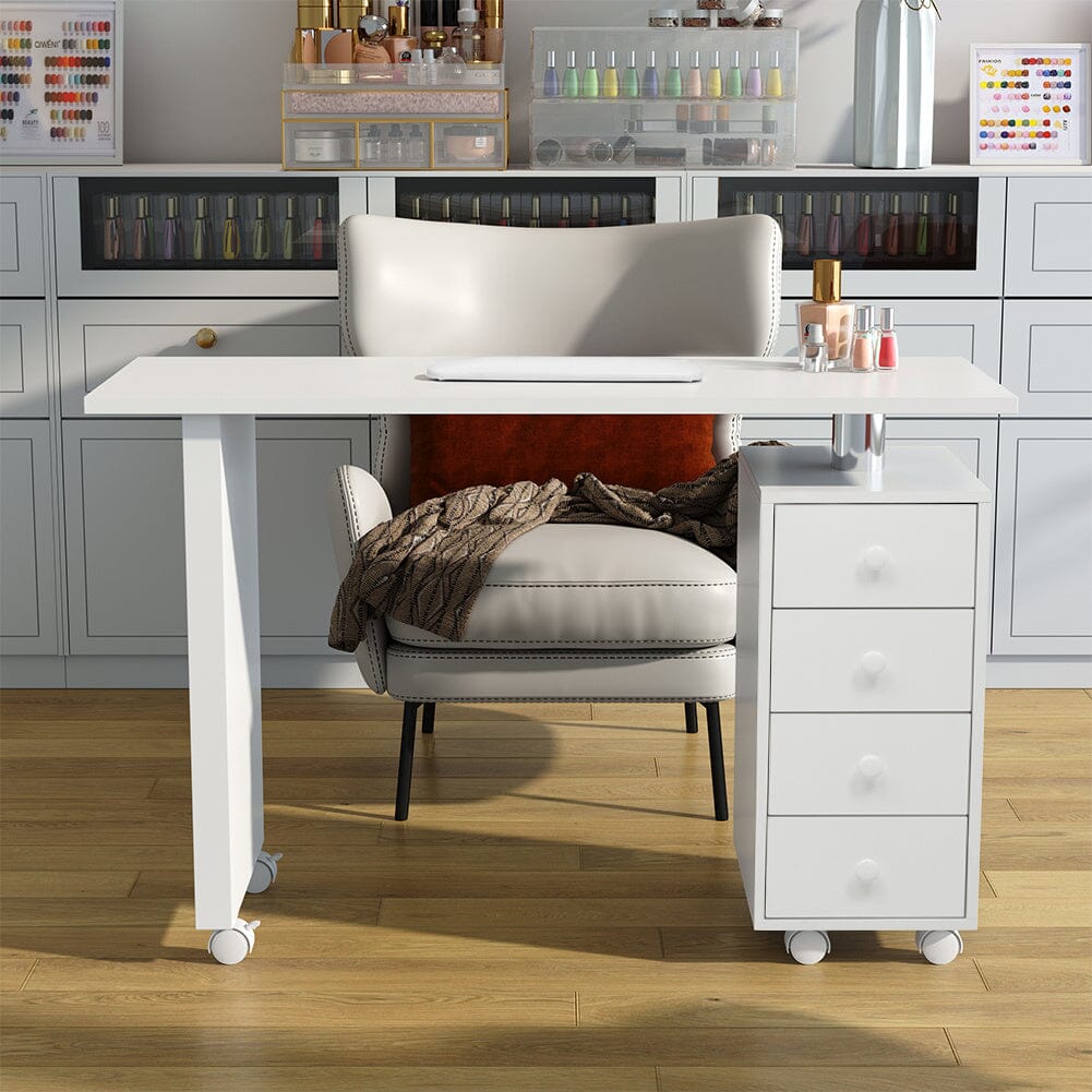 Professional Manicure Table Beauty Salon Nail Station with on Wheels 4 Drawers