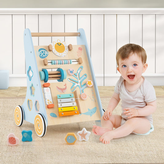Push and Pull Learning Activity Center with Wheels-Blue