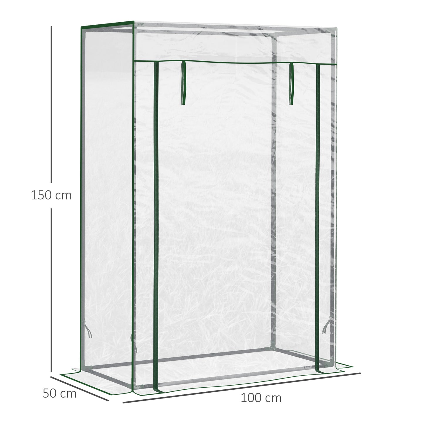Outsunny Tomato Greenhouse z drzwiami zwijanymi, Mini szklarnia z pokrywą z PVC, Outdoor Grow House Mała szklarnia na podwórko, balkon, ogród, 100 x 50 x 150 cm, przezroczysta