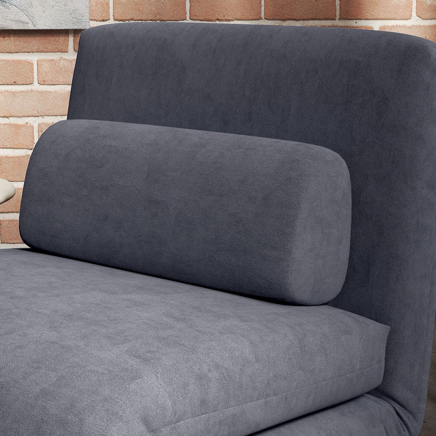 HOMCOM Single Velvet-Feel Sleeper Chair - Dark Grey