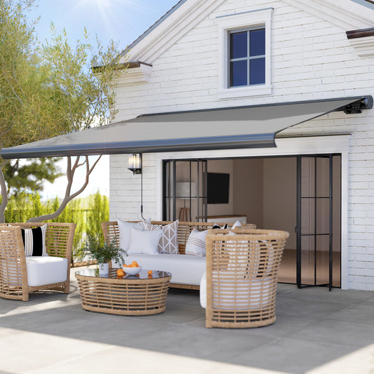 Outsunny Electric Awning with Remote Controller in Light Grey, image 2
