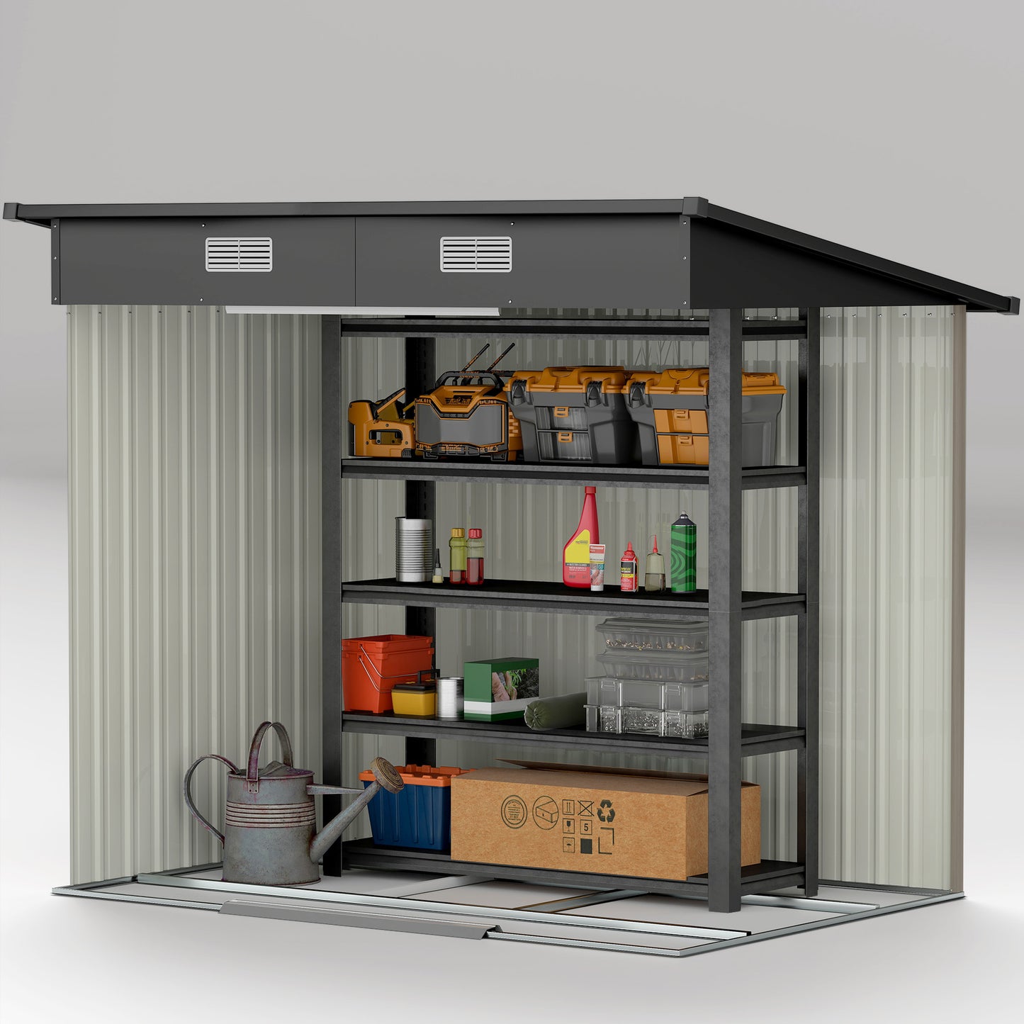 Outsunny Outdoor Garden Storage Shed - Szary wzór drewna