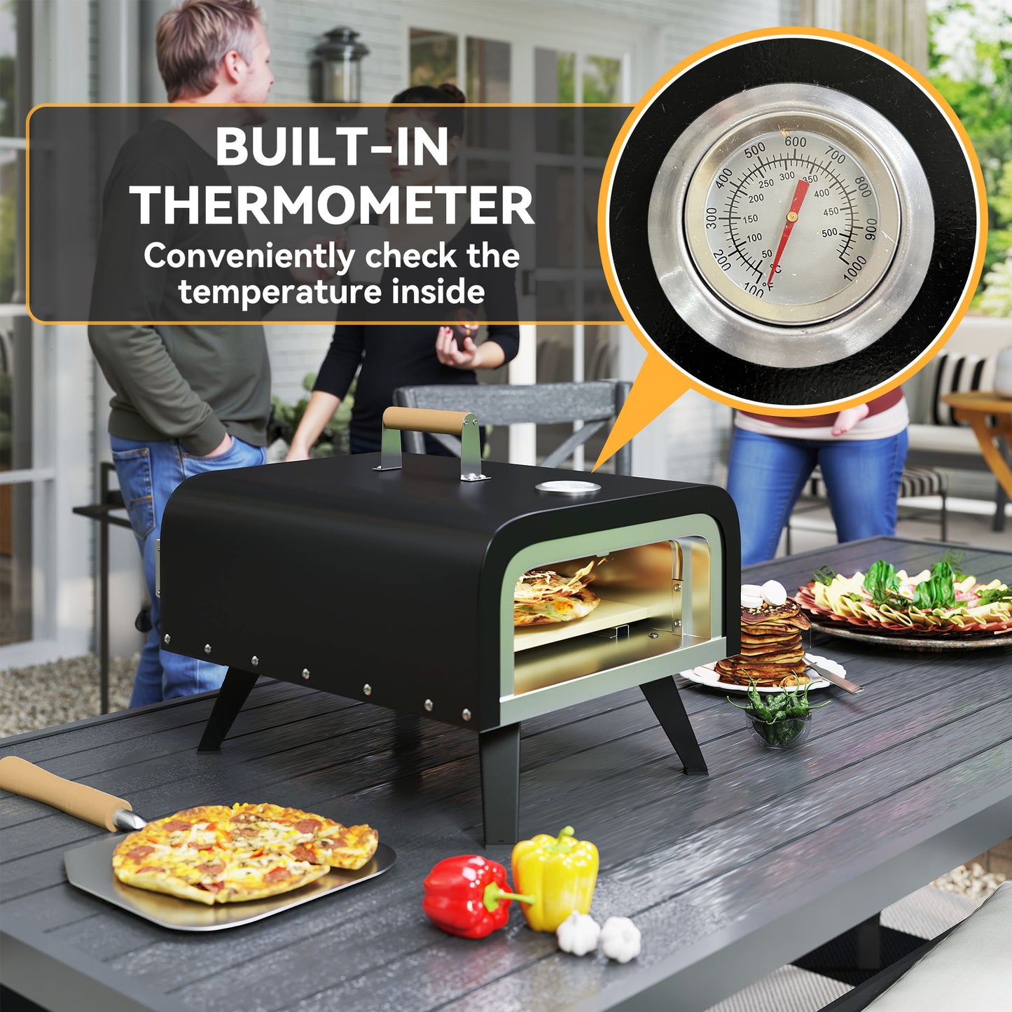 Outsunny Gas Powered 12" Piec do pizzy - Czarny