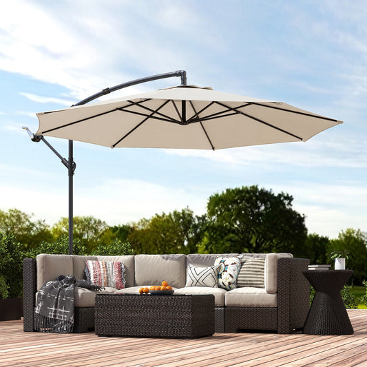 Outsunny 3 m Overhanging Cantilever Parasol in Cream White, image 2