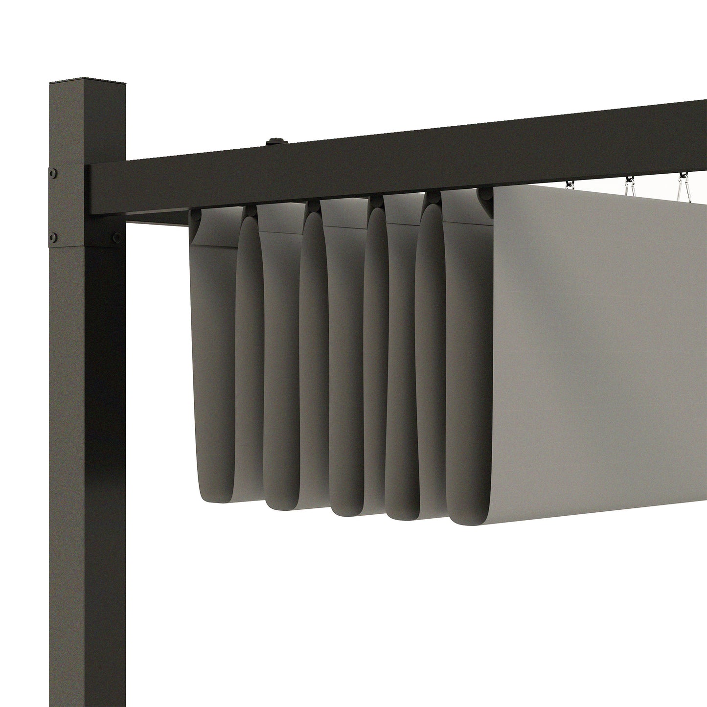 Pergola metalowa Outsunny 3 x 3(m) z rozsuwanym dachem i magnetycznym mocowaniem, zestaw ogrodowy z altaną i markizą przeciwsłoneczną, UPF30+, kolumna metalowa 80 mm, kolor szary