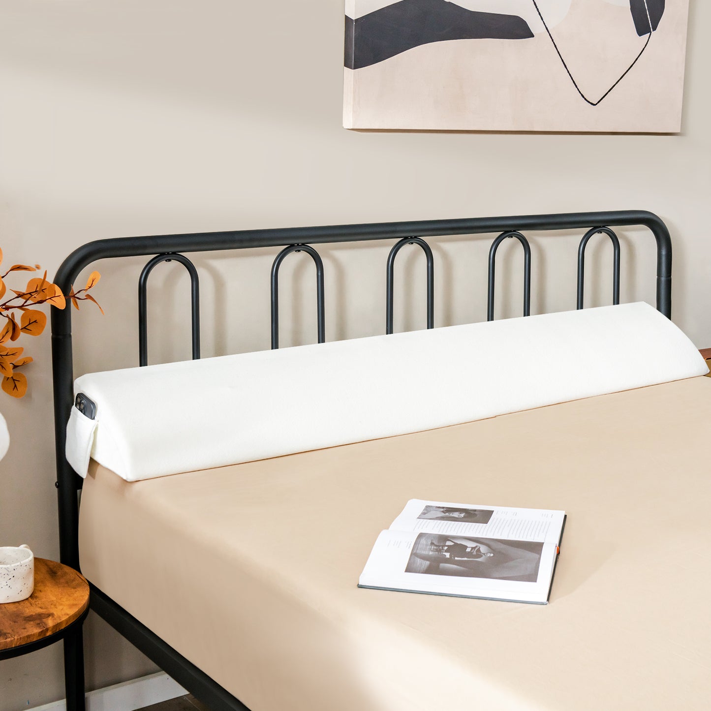 Full/Queen Size Bed Wedge Pillow with Side Pocket-Queen size