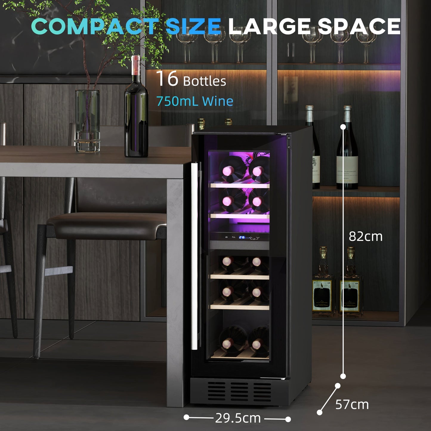 HOMCOM 16-butelkowa lodówka na wino Dual Zone 5-18√¢‚Äû∆í - czarna