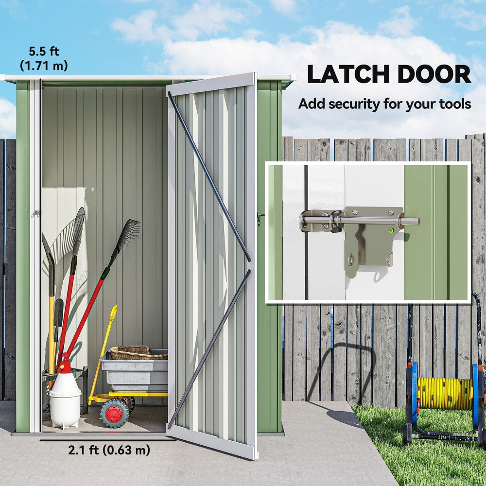 Outsunny Metal Garden Storage Shed in Light Green, image 5