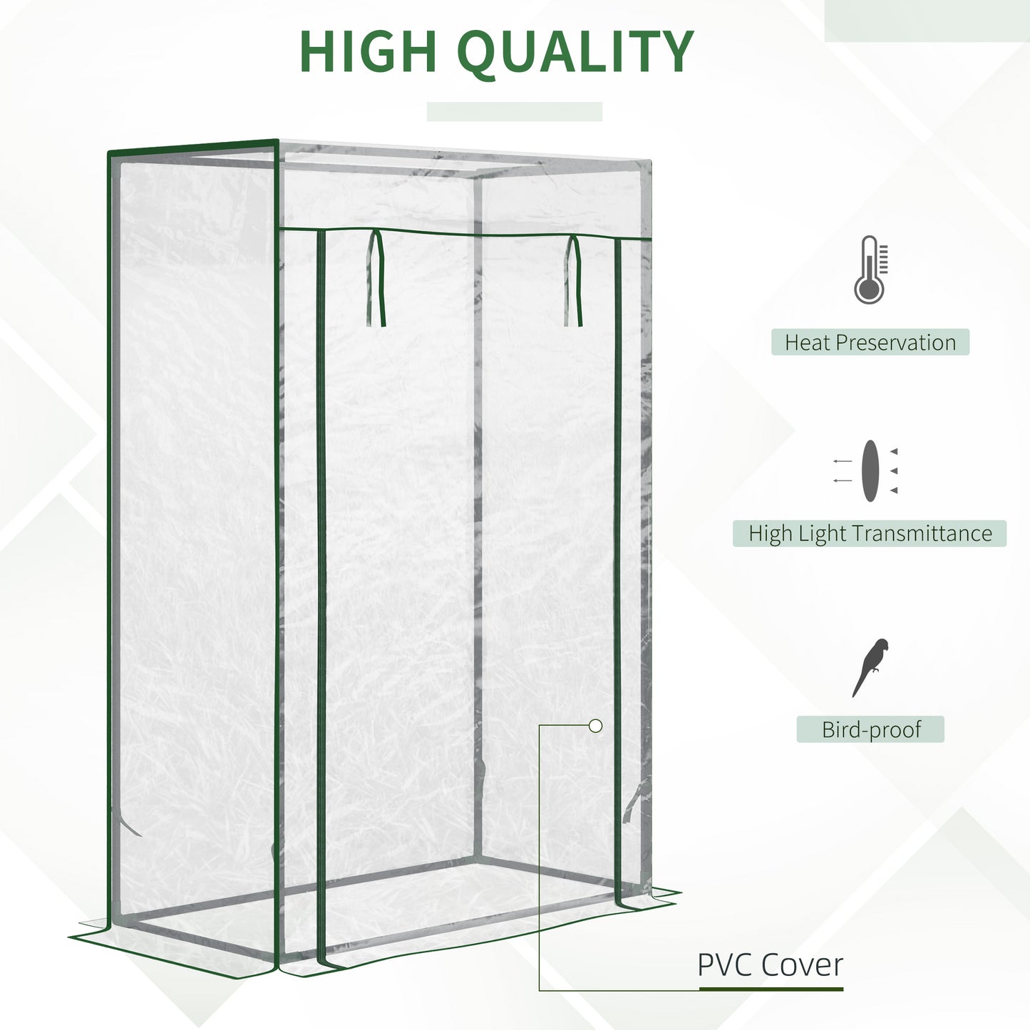 Outsunny Tomato Greenhouse z drzwiami zwijanymi, Mini szklarnia z pokrywą z PVC, Outdoor Grow House Mała szklarnia na podwórko, balkon, ogród, 100 x 50 x 150 cm, przezroczysta