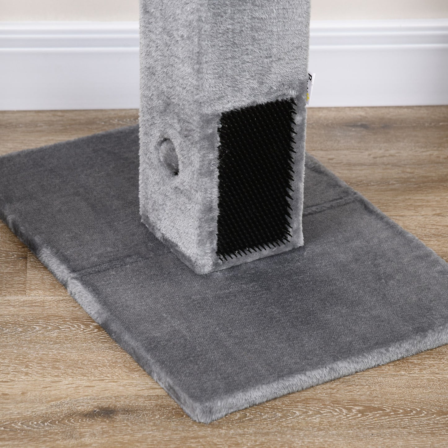 PawHut Cat Tree Scratching Post for Indoor Cats 79cm Jute Scratcher Climber w/ Carpet Base Dangling Toy – Grey