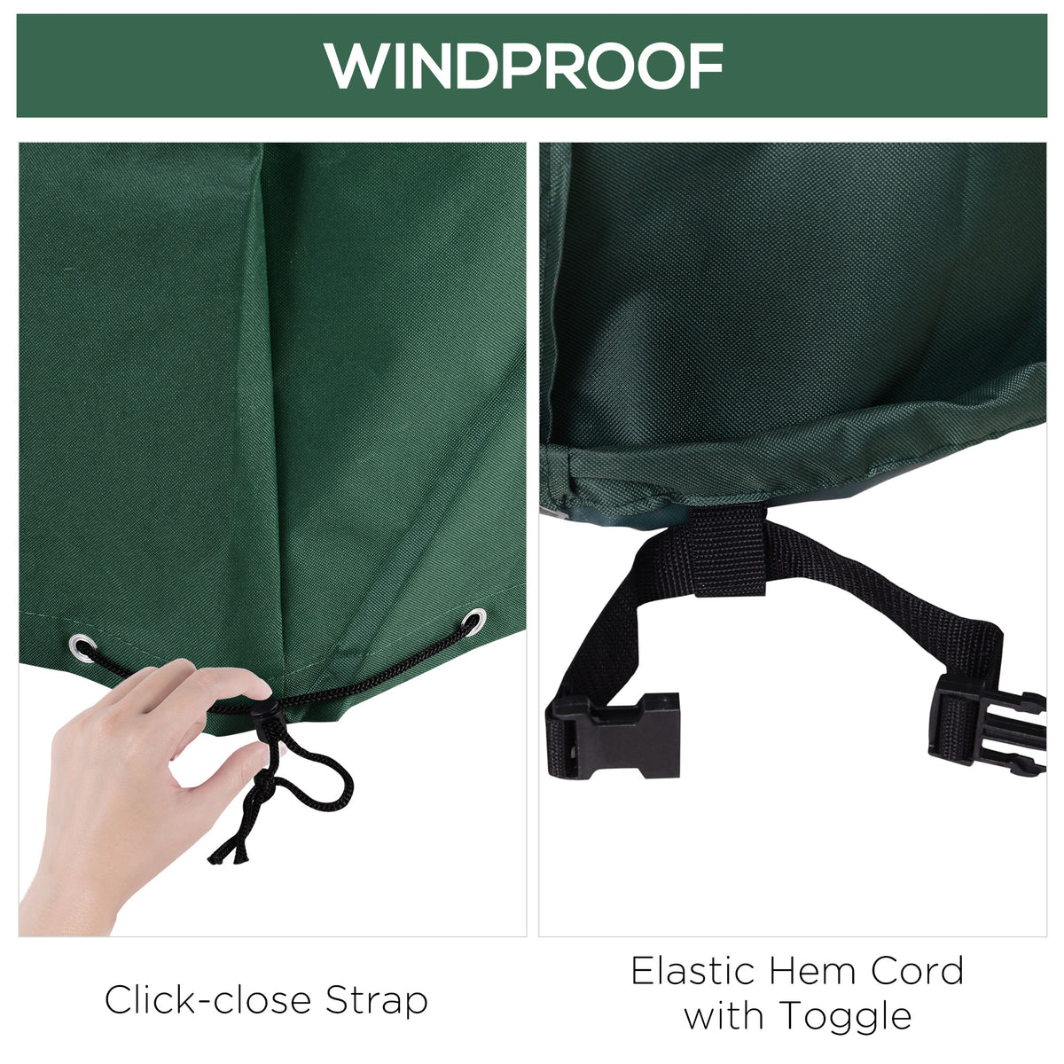Outsunny Large Patio Garden Furniture Set Cover 600D Oxford Square Waterproof, 230 x 230 x 70 cm, Green