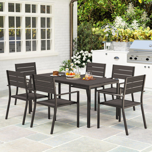 Outsunny Seven-Piece Outdoor Dining Set - Brown