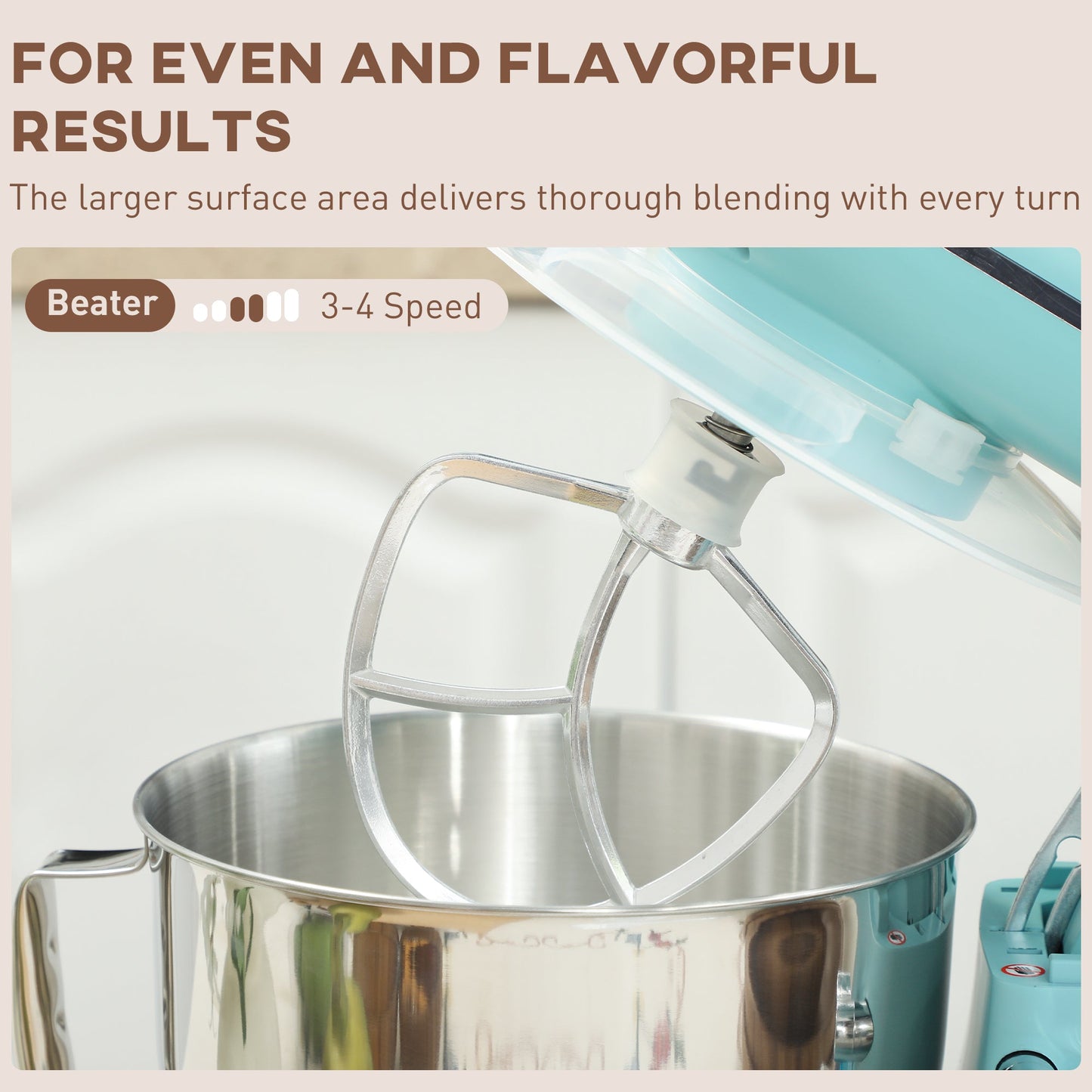 HOMCOM 1300W Kitchen Stand Mixer, with Accessories - Blue