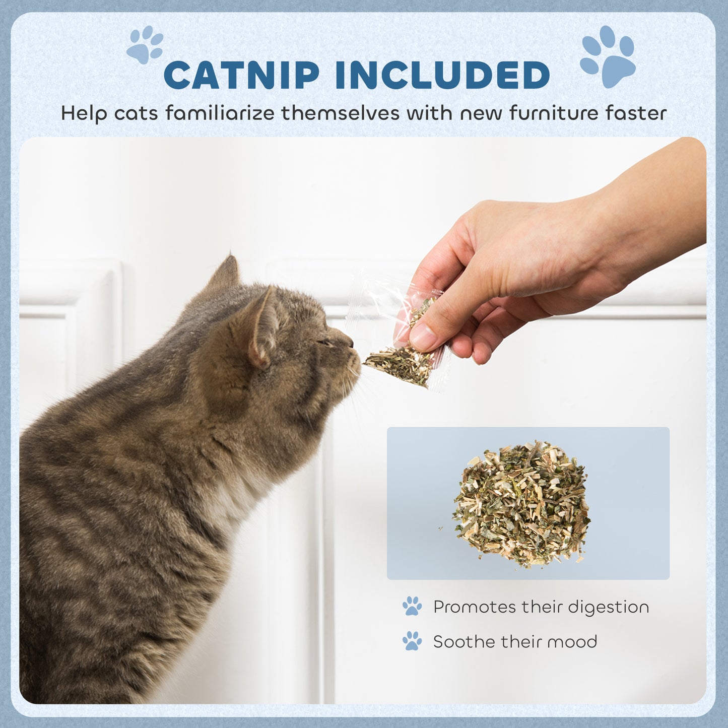 PawHut 2-in-1 Cat Scratching Board with Catnip for Indoor Cats, 26.5 x 57 x 26.5cm, Blue