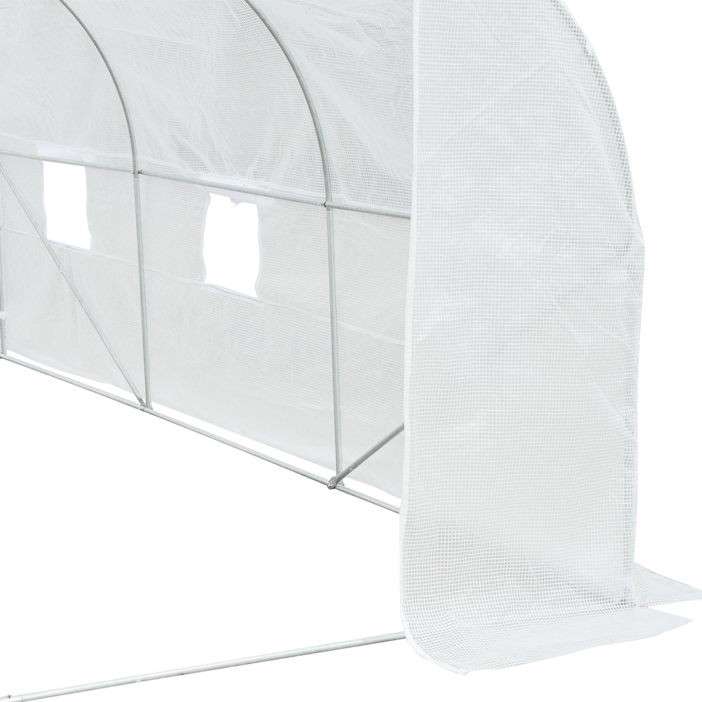 Outsunny Walk-In Polytunnel Greenhouse Warm House Garden Tunnel Shelter Plant Shed with Door and Windows, ocynkowana rama stalowa, 4,5 x 3 x 2 m, biały