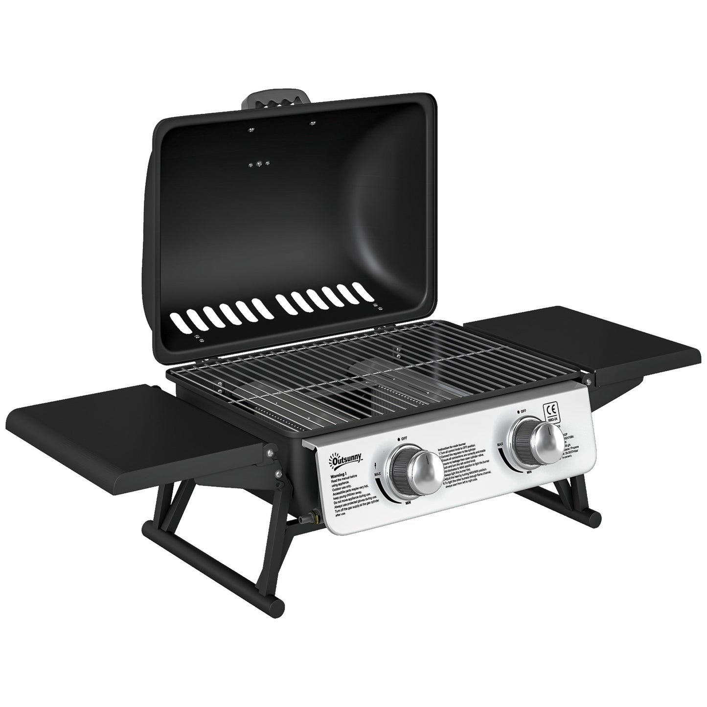 Dwupalnikowy kompaktowy grill gazowy Outsunny – czarny